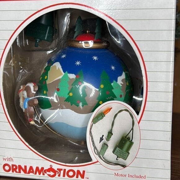 Vtg Noma Ornamotion Rotating Christmas Ornament Teddy Bears Spin Around Trees - Picture 2 of 10